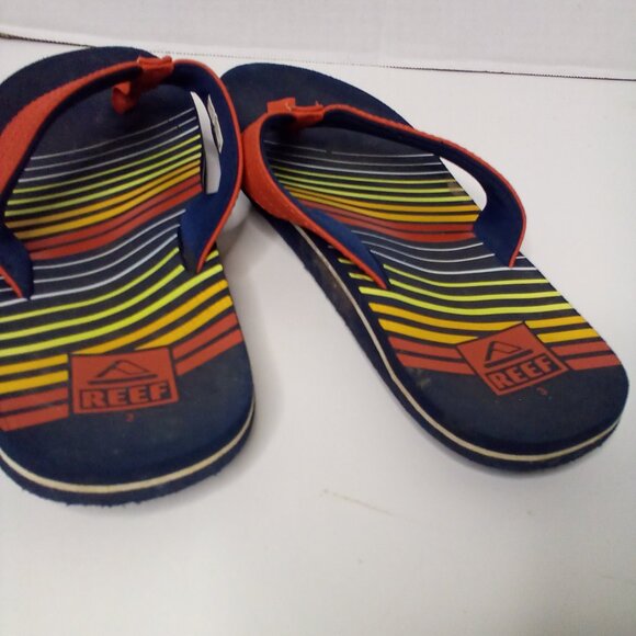 Reef Flip Flops Boys 3 Kids Rainbow Colorful Pre-Owned - Picture 7 of 12